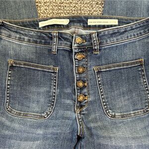 Pilcro and the Letterpress High Rise Denim with Button Detail